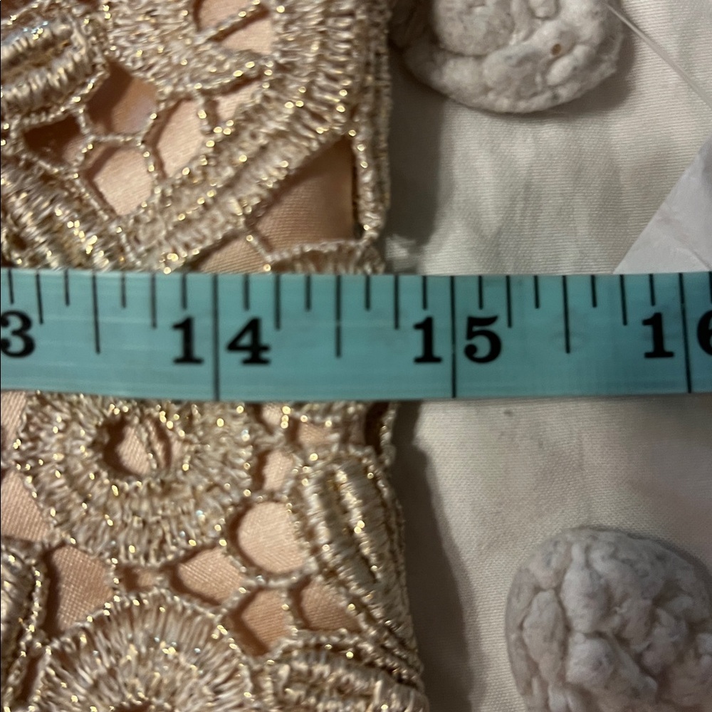 Jessica McClintock Vintage Gold Metallic Lace Cocktail Dress NWT 8 (Small) 90s - Picture 9 of 11
